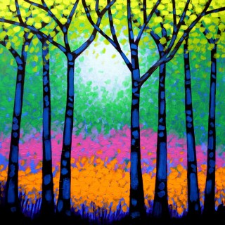 7 Trees - Acrylic on box canvas 30