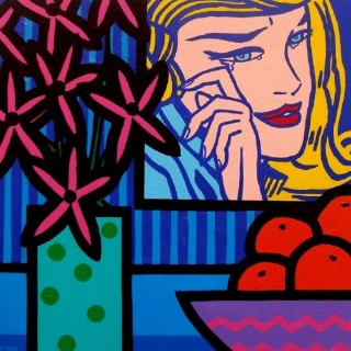 Still Life With Lichtenstein's Crying Girl - SOLD -Acrylic on deep edge canvas - Square 20