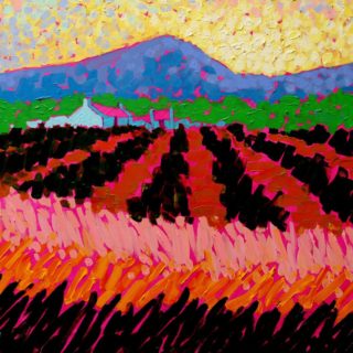 Magenta Roofs - Original Acrylic painting on stretched canvas 20