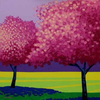 Cherry Blossom Duet Acrylic On Stretched Canvas 51cm X 51cm SOLD