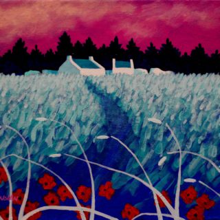 Turquoise Meadow Acrylic On Stretched Canvas 11 X 14 Inches SOLD €250