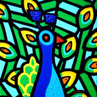 Peacock- acrylic on stretched canvas - 14 inches x 11 inches - SOLD €250