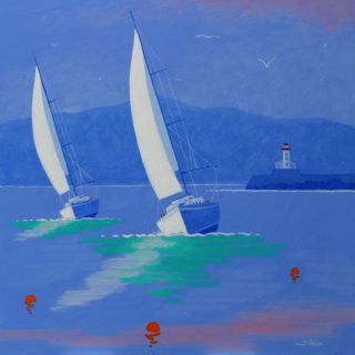 At Swim 2 Yachts Acrylic On Deep Edge Canvas 20inches X 20inches Framed €775 SOLD 22 7 2020 001