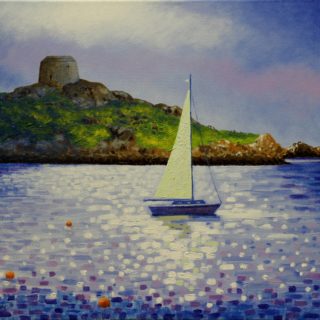 Dalkey Island 25 9 2020 027 - acrylic on stretched canvas - varnished - Framed - canvas size 20