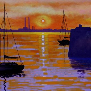 Sunset Dun Laoghaire Harbour II 22 11 20 001 - Acrylic on stretched canvas - varnished 20