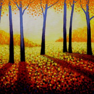 Seven Purple Trees - SOLD - 20 X 16 Acrylic On Canvas Panel Varnished Framed Price €695