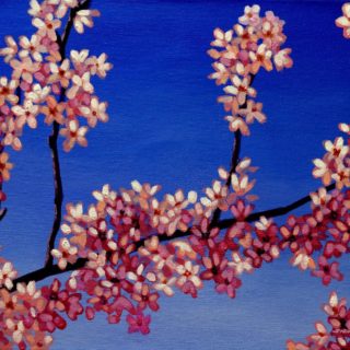 Cherry Blossoms 10 3 2021 132 -  - acrylic on stretched canvas - varnished-  framed  - canvas size - 12