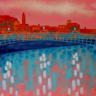 Ha Penny Bridge - Acrylic on stretched canvas - varnished and framed - €695