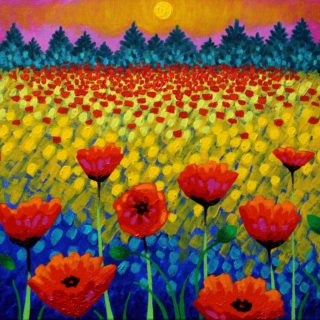 Poppy Vista - Acrylic on stretched canvas - varnished and framed - SOLD