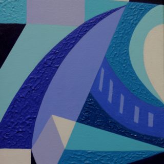 Creative Blues 22 01 2024 1844 Acrylic, gesso, gel medium, varnish, on stretched canvas, 35cm x 28cm €1,200